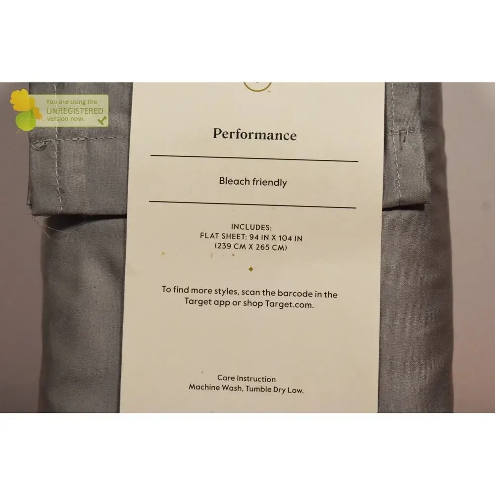 Threshold 400 Thread Count Performance Flat Sheet Classic Gray Queen*#